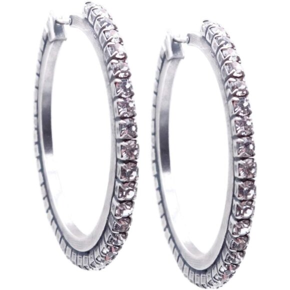 Mariana On a Clear Day Silvertone Hoop Earrings in Clear Round Crystals 001 NWT - Picture 2 of 3